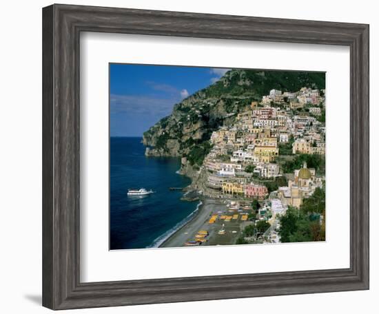 Amalfi Coast, Coastal View and Village, Positano, Campania, Italy-Steve Vidler-Framed Photographic Print