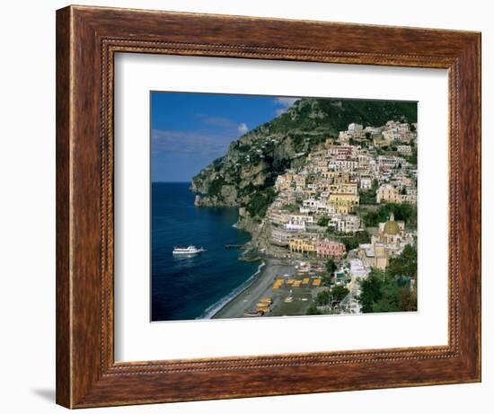 Amalfi Coast, Coastal View and Village, Positano, Campania, Italy-Steve Vidler-Framed Photographic Print