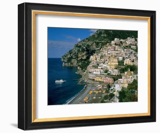 Amalfi Coast, Coastal View and Village, Positano, Campania, Italy-Steve Vidler-Framed Photographic Print