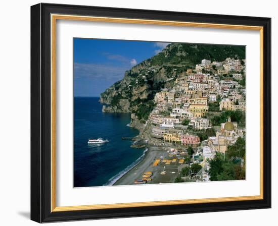 Amalfi Coast, Coastal View and Village, Positano, Campania, Italy-Steve Vidler-Framed Photographic Print