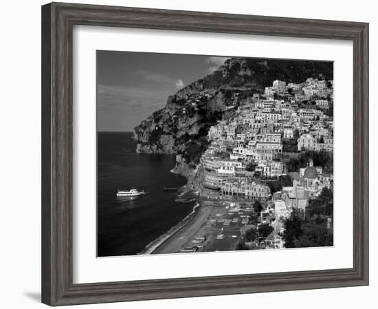 Amalfi Coast, Coastal View and Village, Positano, Campania, Italy-Steve Vidler-Framed Photographic Print