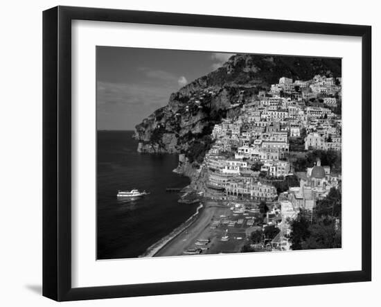 Amalfi Coast, Coastal View and Village, Positano, Campania, Italy-Steve Vidler-Framed Photographic Print