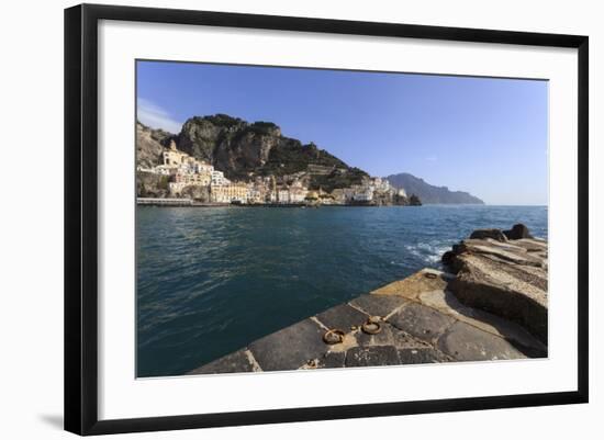 Amalfi Harbour Quayside and View Towards Amalfi Town-Eleanor Scriven-Framed Photographic Print