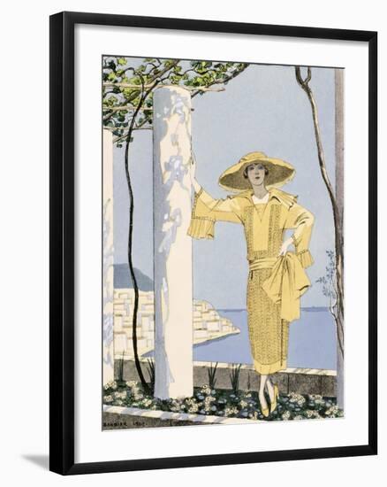 Amalfi, Illustration of a Woman in a Yellow Dress by Worth, 1922-Georges Barbier-Framed Giclee Print