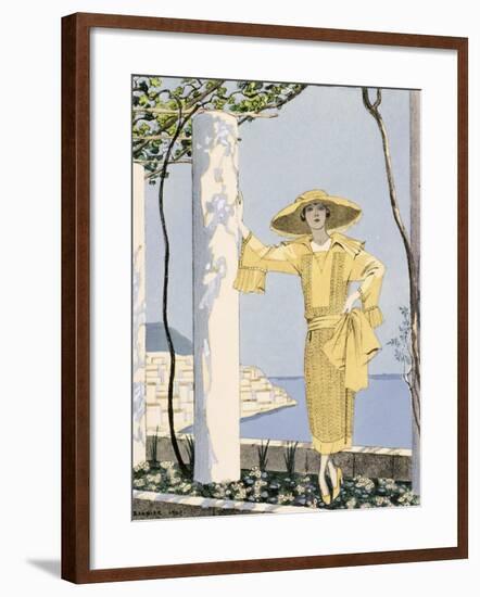 Amalfi, Illustration of a Woman in a Yellow Dress by Worth, 1922-Georges Barbier-Framed Giclee Print