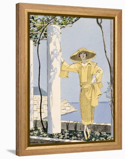 Amalfi, Illustration of a Woman in a Yellow Dress by Worth, 1922-Georges Barbier-Framed Premier Image Canvas