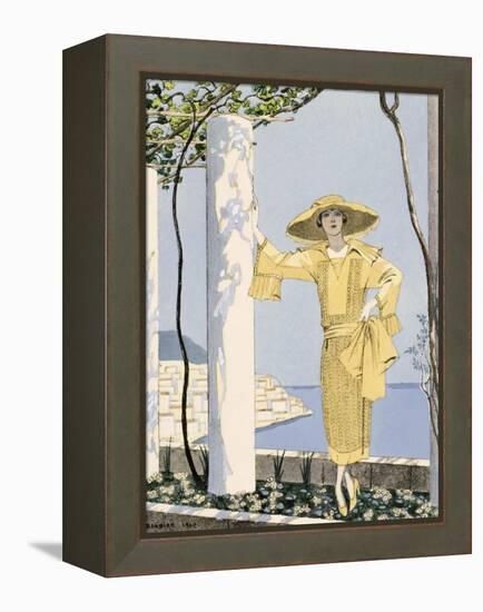 Amalfi, Illustration of a Woman in a Yellow Dress by Worth, 1922-Georges Barbier-Framed Premier Image Canvas