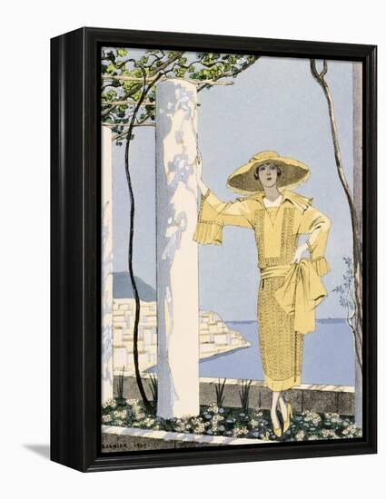 Amalfi, Illustration of a Woman in a Yellow Dress by Worth, 1922-Georges Barbier-Framed Premier Image Canvas