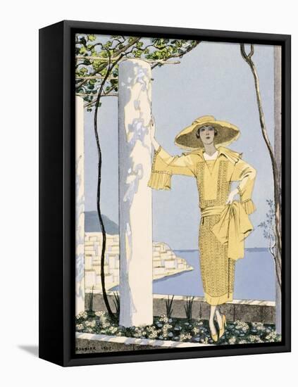 Amalfi, Illustration of a Woman in a Yellow Dress by Worth, 1922-Georges Barbier-Framed Premier Image Canvas