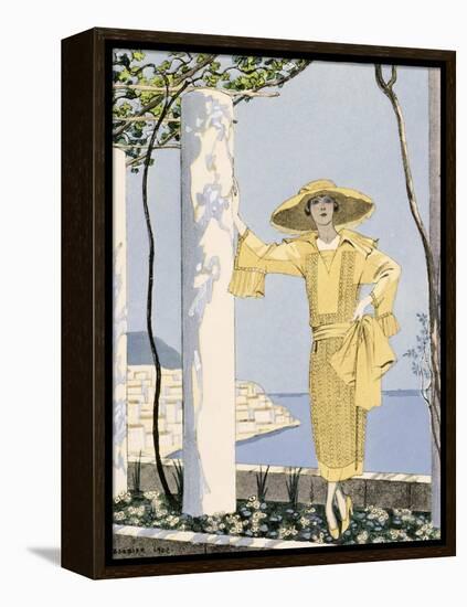 Amalfi, Illustration of a Woman in a Yellow Dress by Worth, 1922-Georges Barbier-Framed Premier Image Canvas