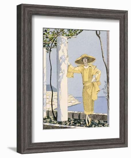 Amalfi, Illustration of a Woman in a Yellow Dress by Worth, 1922-Georges Barbier-Framed Giclee Print