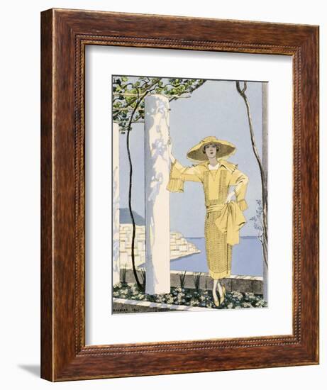 Amalfi, Illustration of a Woman in a Yellow Dress by Worth, 1922-Georges Barbier-Framed Giclee Print