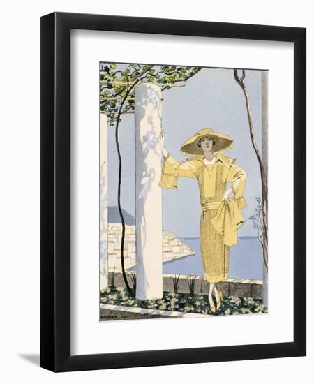 Amalfi, Illustration of a Woman in a Yellow Dress by Worth, 1922-Georges Barbier-Framed Giclee Print