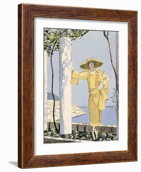 Amalfi, Illustration of a Woman in a Yellow Dress by Worth, 1922-Georges Barbier-Framed Giclee Print