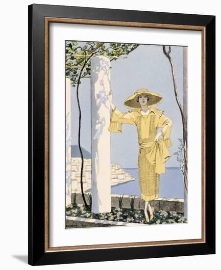 Amalfi, Illustration of a Woman in a Yellow Dress by Worth, 1922-Georges Barbier-Framed Giclee Print