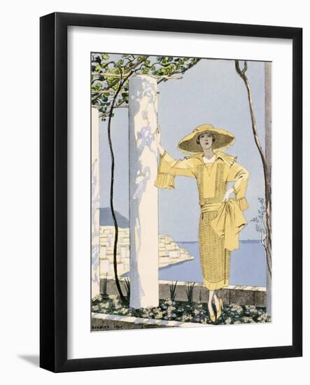 Amalfi, Illustration of a Woman in a Yellow Dress by Worth, 1922-Georges Barbier-Framed Giclee Print