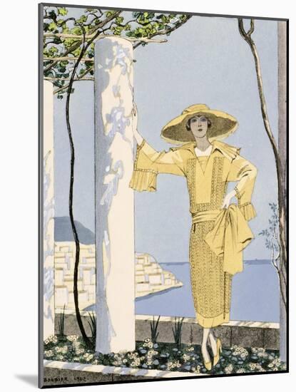 Amalfi, Illustration of a Woman in a Yellow Dress by Worth, 1922-Georges Barbier-Mounted Giclee Print