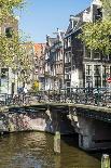 Black and White Imge of an Old Bicycle by the Singel Canal, Amsterdam, Netherlands, Europe-Amanda Hall-Photographic Print