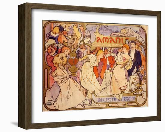 Amants, 1895-Alphonse Mucha-Framed Giclee Print