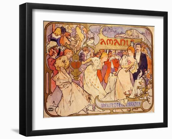 Amants, 1895-Alphonse Mucha-Framed Giclee Print