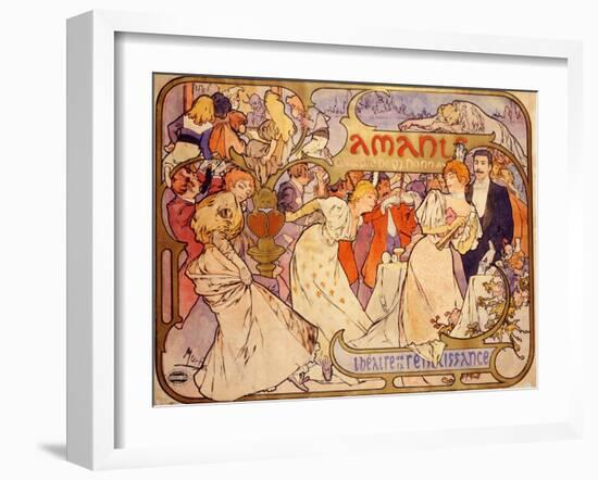 Amants, 1895-Alphonse Mucha-Framed Giclee Print