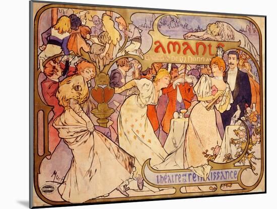Amants, 1895-Alphonse Mucha-Mounted Giclee Print