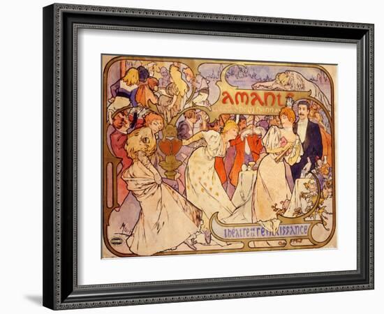 Amants, 1895-Alphonse Mucha-Framed Giclee Print