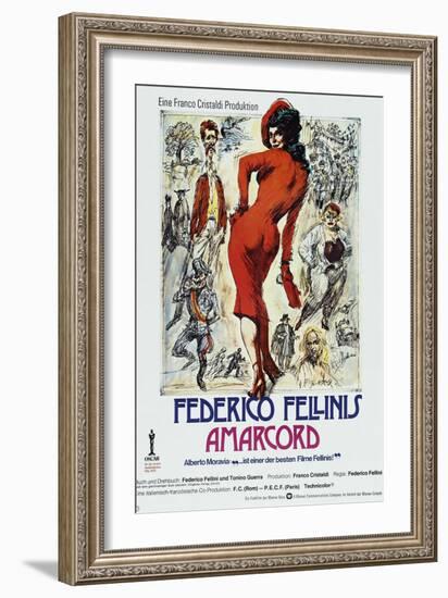 Amarcord, German poster, 1973-null-Framed Premium Giclee Print
