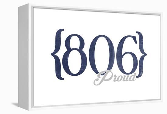 Amarillo, Texas - 806 Area Code (Blue)-Lantern Press-Framed Stretched Canvas