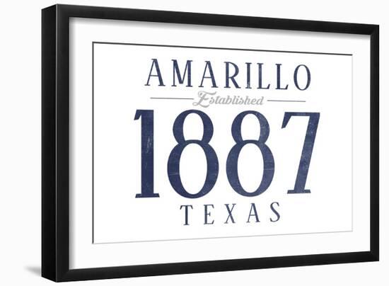 Amarillo, Texas - Established Date (Blue)-Lantern Press-Framed Art Print