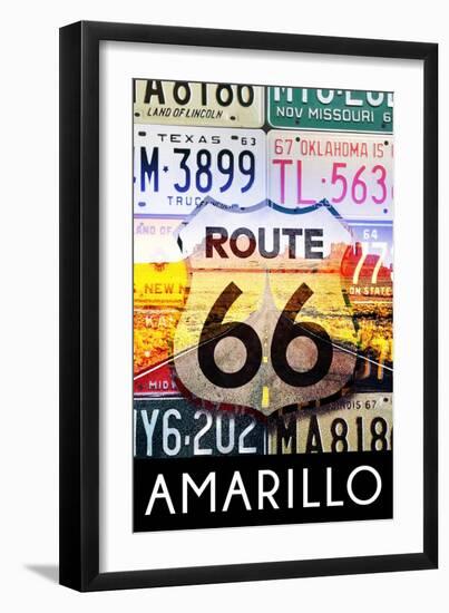 Amarillo Texas - Route 66 License Plates-Lantern Press-Framed Art Print