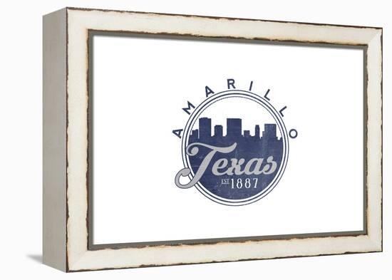 Amarillo, Texas - Skyline Seal (Blue)-Lantern Press-Framed Stretched Canvas