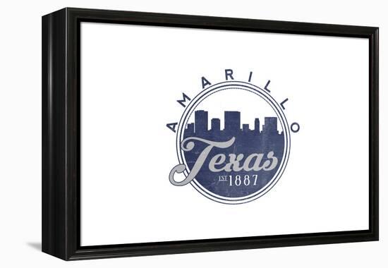 Amarillo, Texas - Skyline Seal (Blue)-Lantern Press-Framed Stretched Canvas