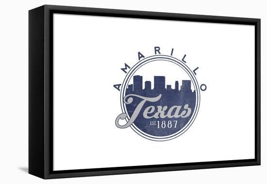 Amarillo, Texas - Skyline Seal (Blue)-Lantern Press-Framed Stretched Canvas