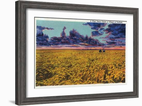 Amarillo, Texas - View of a Field of Wheat at Twilight, c.1935-Lantern Press-Framed Art Print