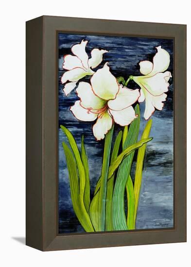 Amaryllis against a night sky-Joan Thewsey-Framed Premier Image Canvas