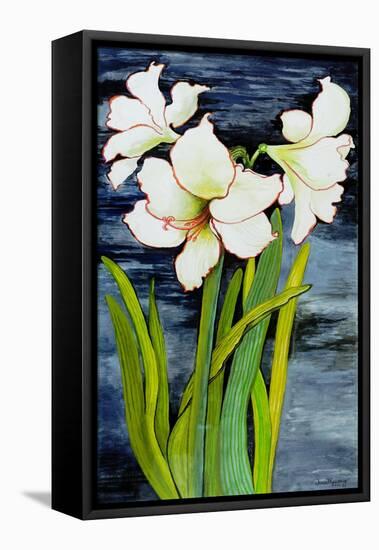 Amaryllis against a night sky-Joan Thewsey-Framed Premier Image Canvas