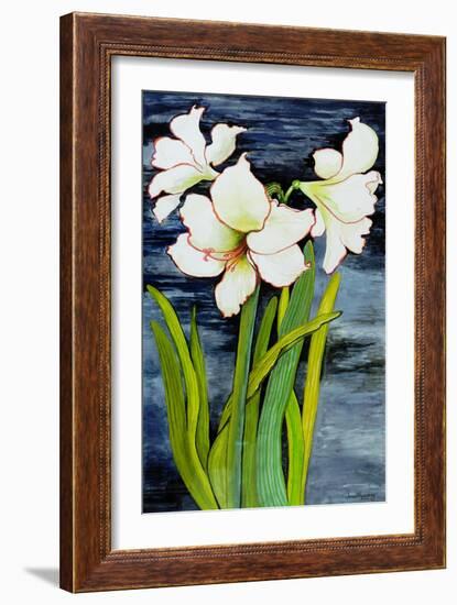 Amaryllis against a night sky-Joan Thewsey-Framed Giclee Print