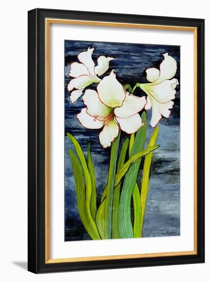 Amaryllis against a night sky-Joan Thewsey-Framed Giclee Print