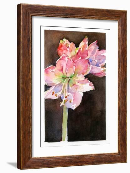 Amaryllis with Brown Background, 2015-John Keeling-Framed Giclee Print