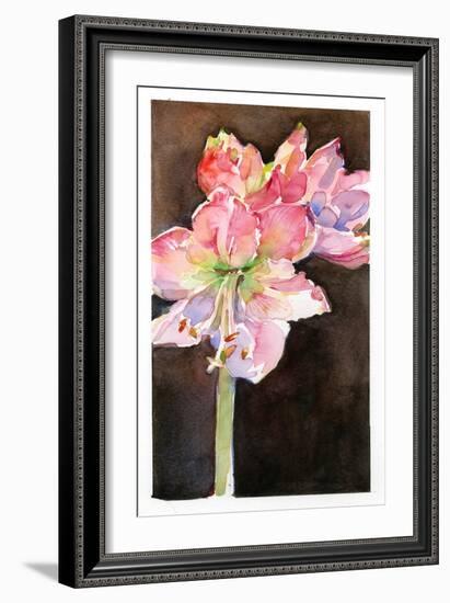 Amaryllis with Brown Background, 2015-John Keeling-Framed Giclee Print