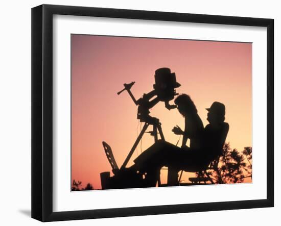 Amateur Astronomers with Meade 2080 20cm Telescope-John Sanford-Framed Photographic Print