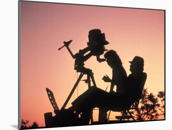 Amateur Astronomers with Meade 2080 20cm Telescope-John Sanford-Mounted Photographic Print