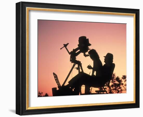 Amateur Astronomers with Meade 2080 20cm Telescope-John Sanford-Framed Photographic Print