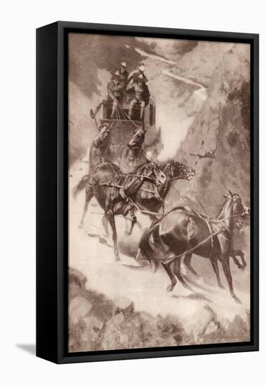 Amateur Rocky Mountain Stage Driving. Frederic Remington.-Frederic Remington-Framed Premier Image Canvas