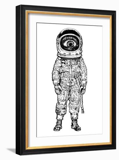 Amazement Astronaut. Vector Illustration-jumpingsack-Framed Art Print