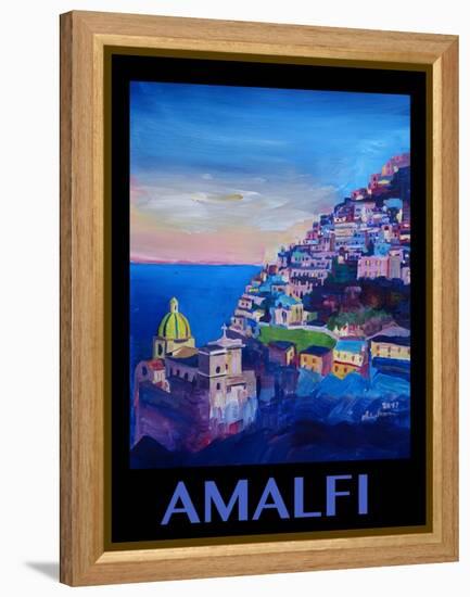 Amazing Amalfi Coast At Sunset - Retro Poster II-Markus Bleichner-Framed Stretched Canvas