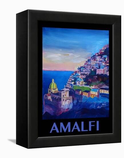Amazing Amalfi Coast At Sunset - Retro Poster II-Markus Bleichner-Framed Stretched Canvas