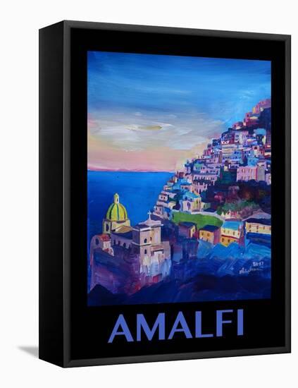 Amazing Amalfi Coast At Sunset - Retro Poster II-Markus Bleichner-Framed Stretched Canvas
