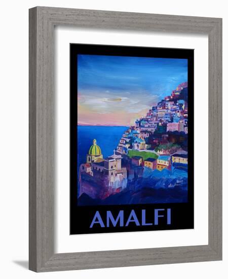 Amazing Amalfi Coast At Sunset - Retro Poster II-Markus Bleichner-Framed Art Print